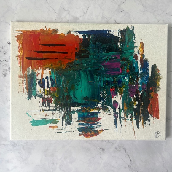 Lines Are Drawn - Abstract Acrylic Texture Painting | Original Artwork 12x16 Can - Picture 2 of 6